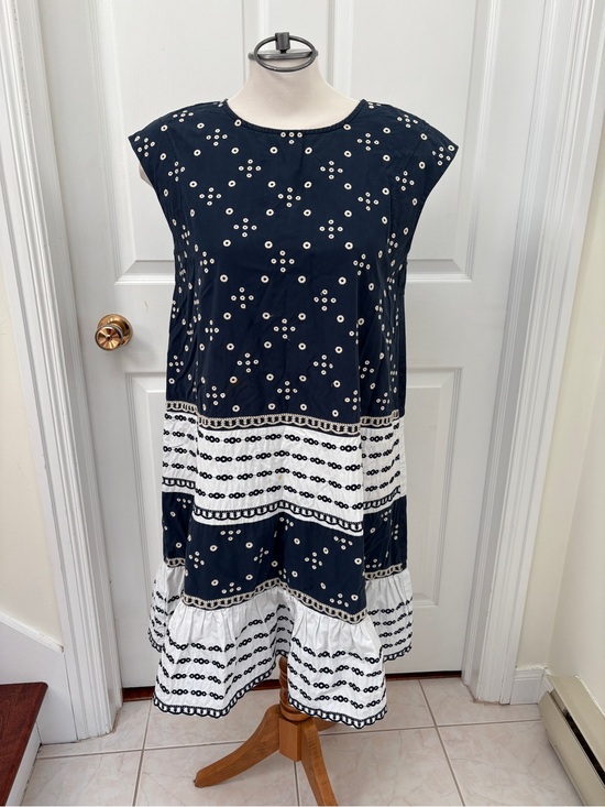 Dresses & Skirts - Navy and White Tiered Eyelet Sleeveless Swing Dress